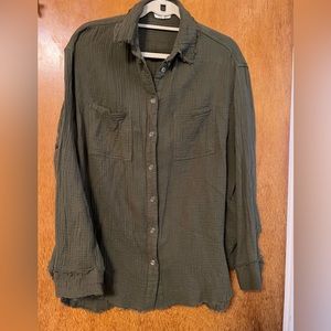 Olive green button up shirt